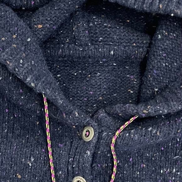 Patagonia Ranchito Hoodie Womens M Blue Flecked Knit Henley Sweater Pullover - Picture 5 of 14